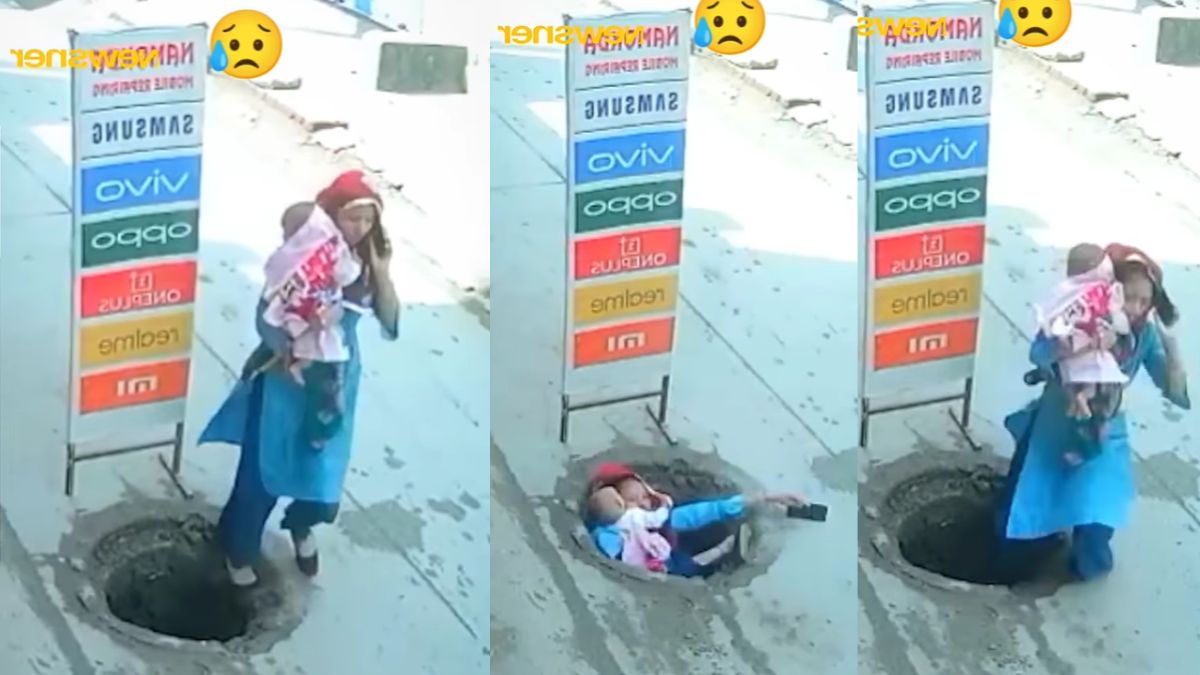 Viral Video: Mom Falls in Manhole While on Phone – A Shocking Reminder of Dangers!